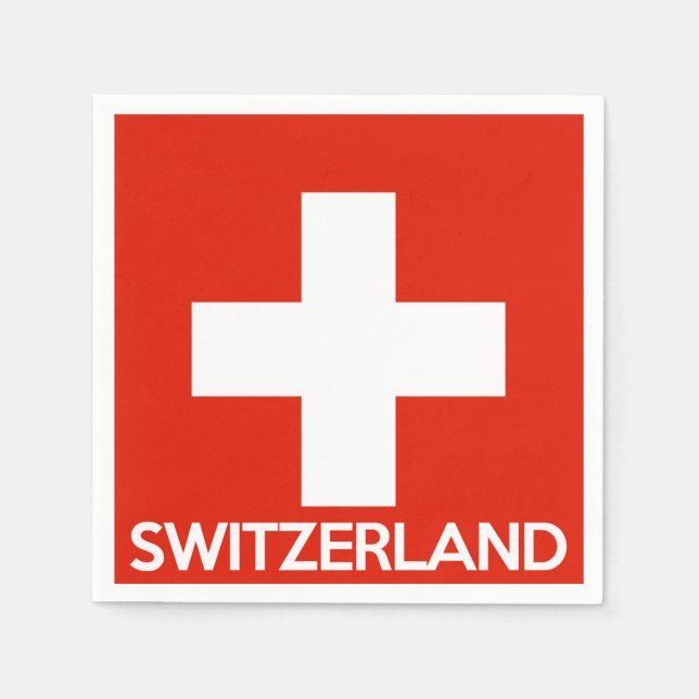 Serviettes En Papier Suisse symbole du pavillon nom du pays texte suiss (Devant)
