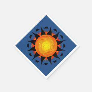Serviettes En Papier Sun tribal dans le bleu