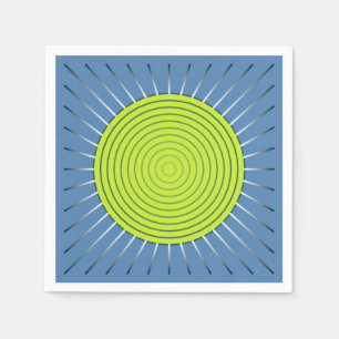 Serviettes En Papier Sunburst géométrique moderne - Lime et bleu Denim
