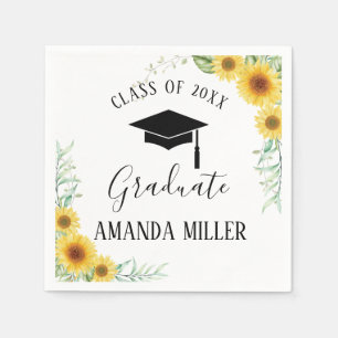 Serviettes en papier Sunflowers Graduation Party
