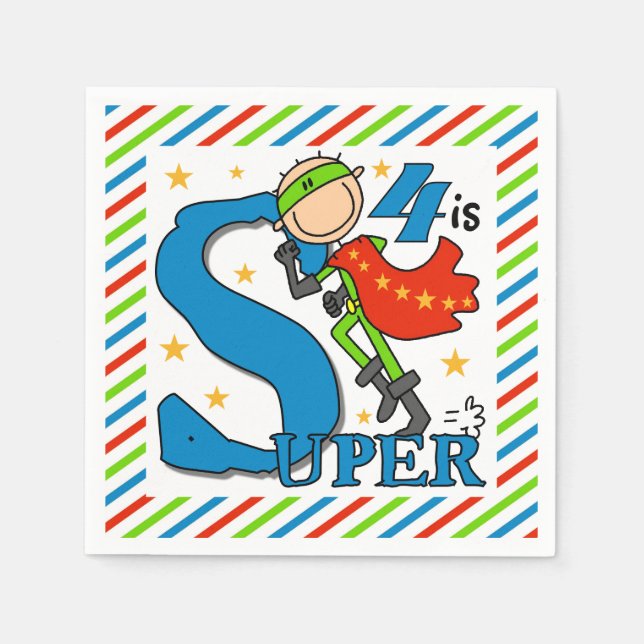 Serviettes En Papier Super Hero Boy 4Anniversaire Papier serviettes (Devant)