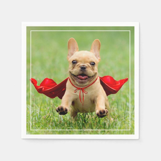 Serviettes En Papier Superhero de chien taureau français mignon tourne  (Devant)