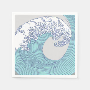 Serviettes En Papier Surf asiatique japonais Vague Art Ocean Art