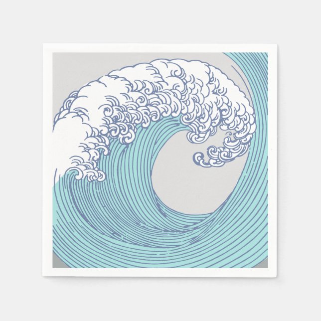 Serviettes En Papier Surf asiatique japonais Vague Art Ocean Art (Devant)
