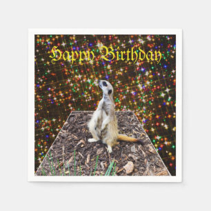 Serviettes En Papier Suricate sur fond d'étoiles scintillantes,