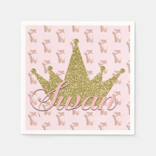 Serviettes En Papier Swan Princess Gold Parties scintillant Couronne An