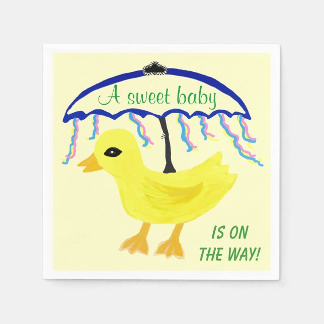 Serviettes En Papier Sweet Baby Jaune Baby shower Ducky Parapluie (Devant)