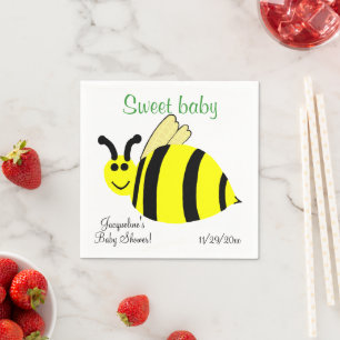 Serviettes En Papier Sweet Baby Jaune Bumble Bee Baby shower