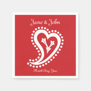 Serviettes En Papier Sweet Paisley Hearts dans Cherry Napkins