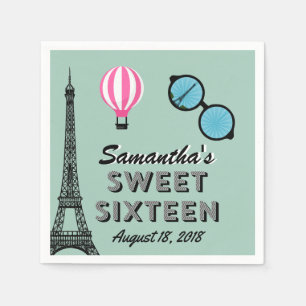 Serviettes En Papier Sweet sixteen Paris Thème Anniversaire Papier Napk