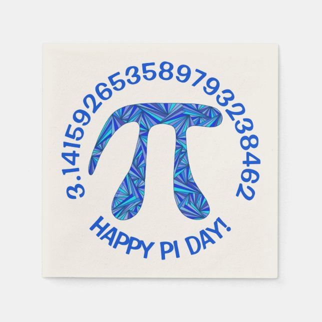 Serviettes En Papier Symbole bleu Pi Math Geek Festive Joyeux Jour Pi (Devant)