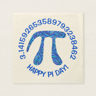 Serviettes En Papier Symbole bleu Pi Math Geek Festive Joyeux Jour Pi