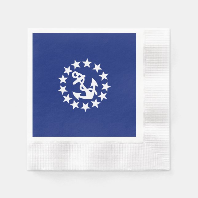 Serviettes En Papier Symbole de l'Ancre du drapeau du yacht sur bleu (Devant)