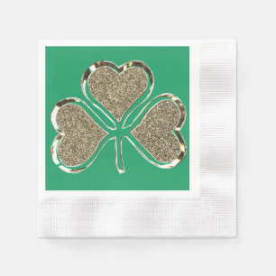 Serviettes En Papier Symbole d'Irlande Shamrock d'or 3 feuilles Clover