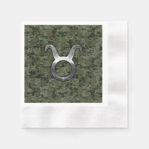 Serviettes En Papier Symbole Taurus Zodiac sur le camouflage numérique 