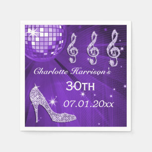 Serviettes En Papier Talons pourpres 30ème de boule et d'étincelle de