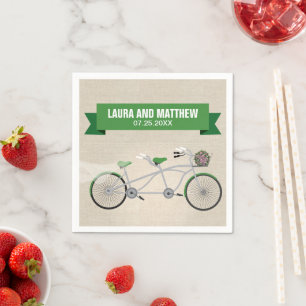 Serviettes En Papier Tandem Green Bicyclette Mariage