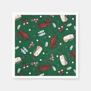 Serviettes En Papier Tee Time Green Golf Motif Napkins