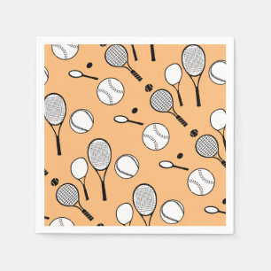 Serviettes En Papier Tennis orange blanc noir