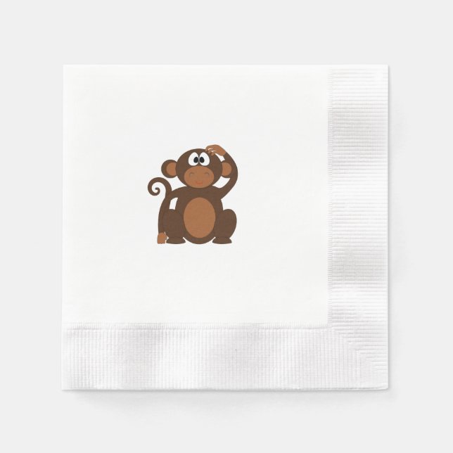 Serviettes En Papier Tête à gratter de singe de dessin Brown (Devant)