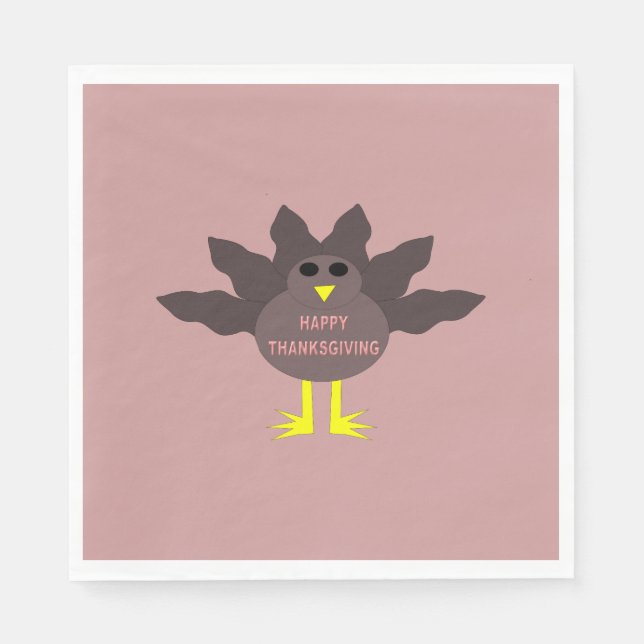 Serviettes En Papier Thanksgiving Plucked Turkey Cocktail Napkins (Devant)