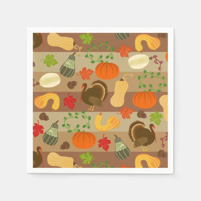 Serviettes En Papier Thanksgiving Turkey (Devant)
