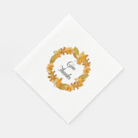 Thanksgiving/White Standard Luncheon Napkin/Merci
