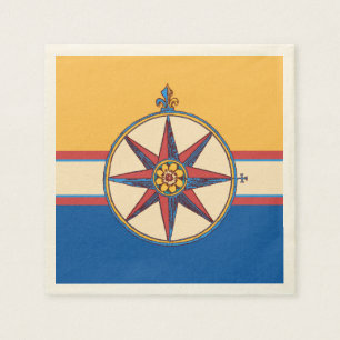 Serviettes En Papier Thème nautique Windrose Compass Vintage Marina