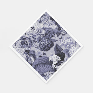 Serviettes En Papier Tissu floral vintage bleu No.1 de Toile de mûre