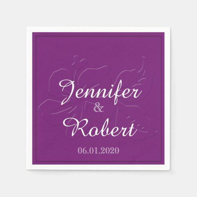 Serviettes En Papier Tone d'aubergine sur ton Mariage Napkin (Devant)