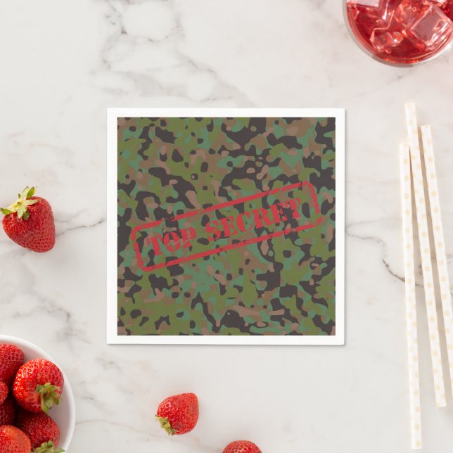 Serviettes En Papier Top Secret GI Camouflage Party Cocktails Napkins (En situation)