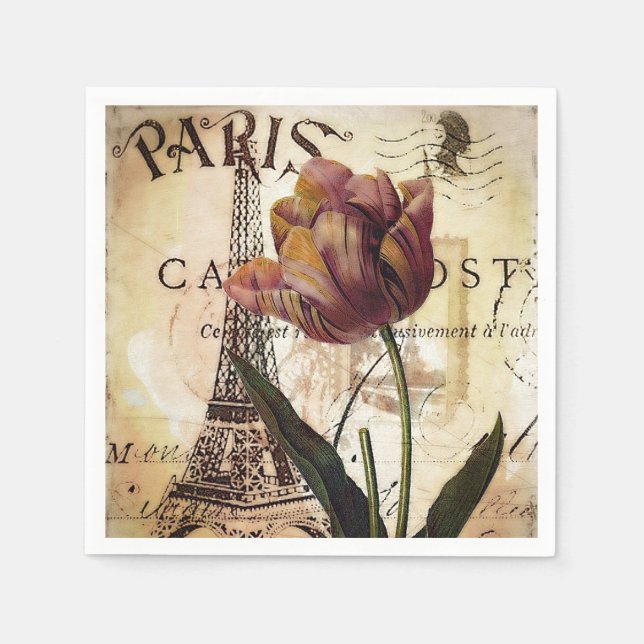 Serviettes En Papier Tour Eiffel et tulip (Devant)