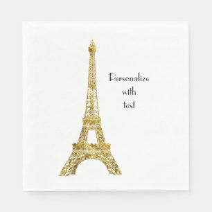 Serviettes En Papier Tour Eiffel Glam Or