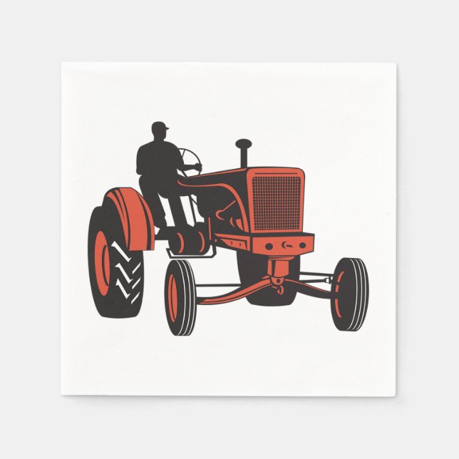 Serviettes En Papier Tracteur vintage (Devant)