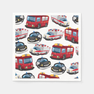 Serviettes En Papier Transport de police, ambulance et pompiers.