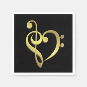 Serviettes En Papier Treble clef, basse clef musique coeur amour