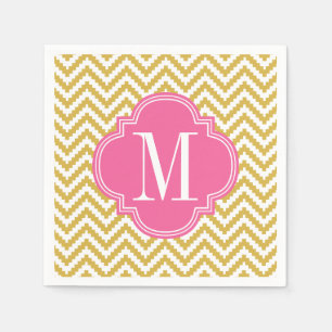 Serviettes En Papier Tribal aztèque beige de Chevron d'or personnalis