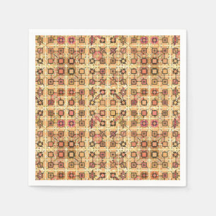 Serviettes En Papier Tribal Batik - chocolat et chameau tan