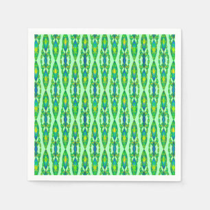 Serviettes En Papier Tribal Batik - Mint, Emerald Green et Blue