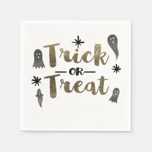 Serviettes En Papier Trick or Treat Fantôme Chic Fête d'Halloween Moder