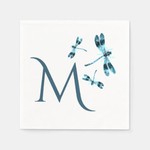 Serviettes En Papier Trois libellules bleues Mignonne Monogramme
