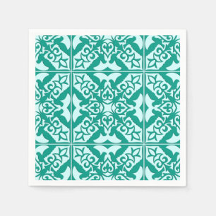 Serviettes En Papier Tuile marocaine - turquoise et aqua