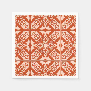 Serviettes En Papier Tuiles marocaines - corail orange et pêche
