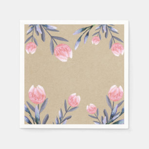 Serviettes En Papier Tulipes aquarelles Peach Spring Bridal Shower Part