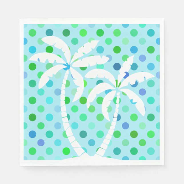 Serviettes En Papier Turquoise Aqua Blue Lime Green À petits pois Motif (Devant)