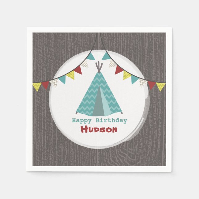 Serviettes En Papier Turquoise Tipi serviettes d'anniversaire (Devant)