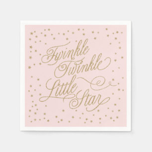 Serviettes En Papier Twinkle Little Star Gold & Pink Girl Baby shower