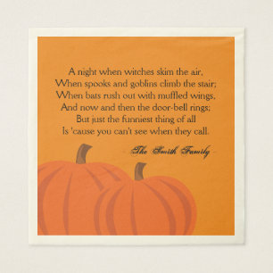Serviettes En Papier Un poème d'Halloween