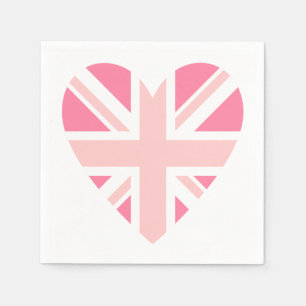 Serviettes En Papier Union Jack rose/coeur de drapeau