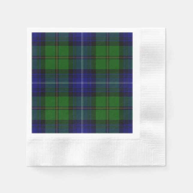 Serviettes En Papier Urquhart tartan bleu vert plaid (Devant)